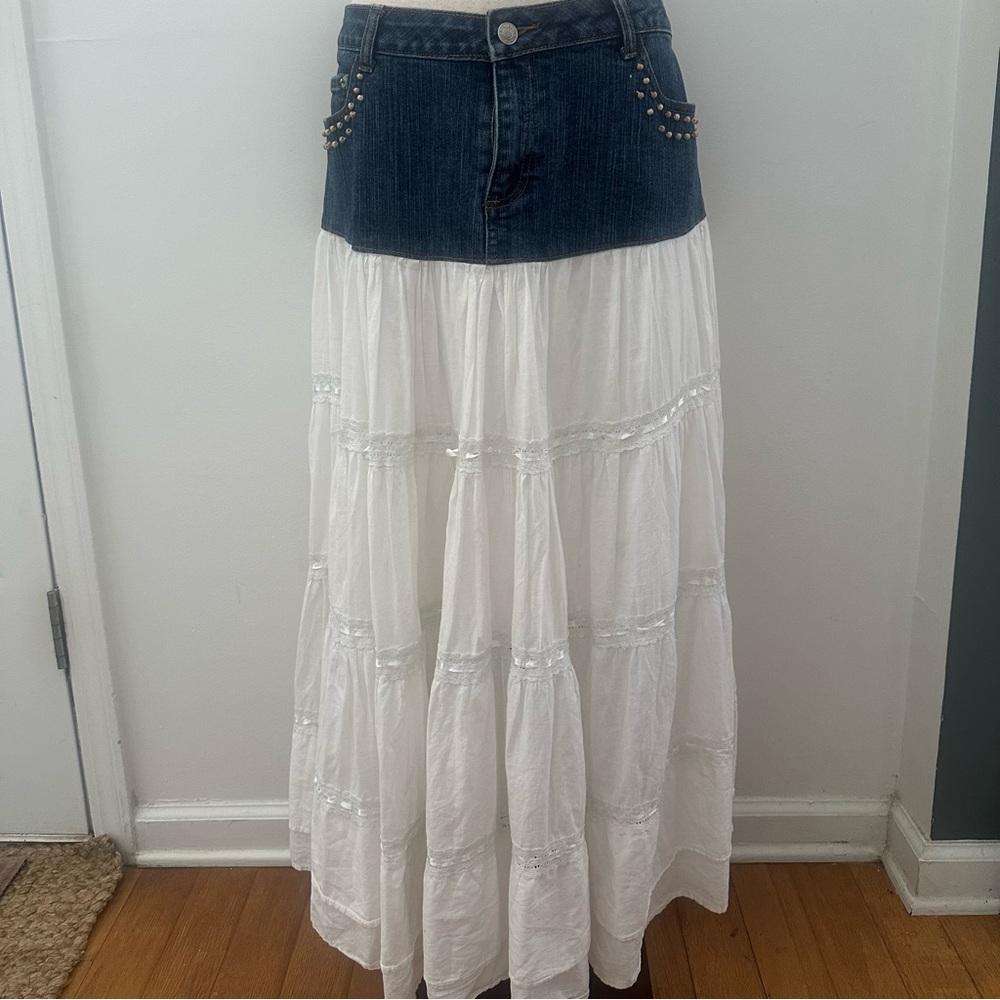 Denim and White Maxi Skirt